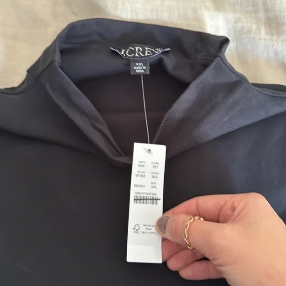 NWT J.Crew Fitted knit mockneck dress with poplin skirt in Black - Picture 13 of 15